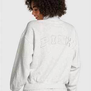 Victoria’s Secret PINK Ivy Fleece Quarter Zip in VS Snow Heather Angelina